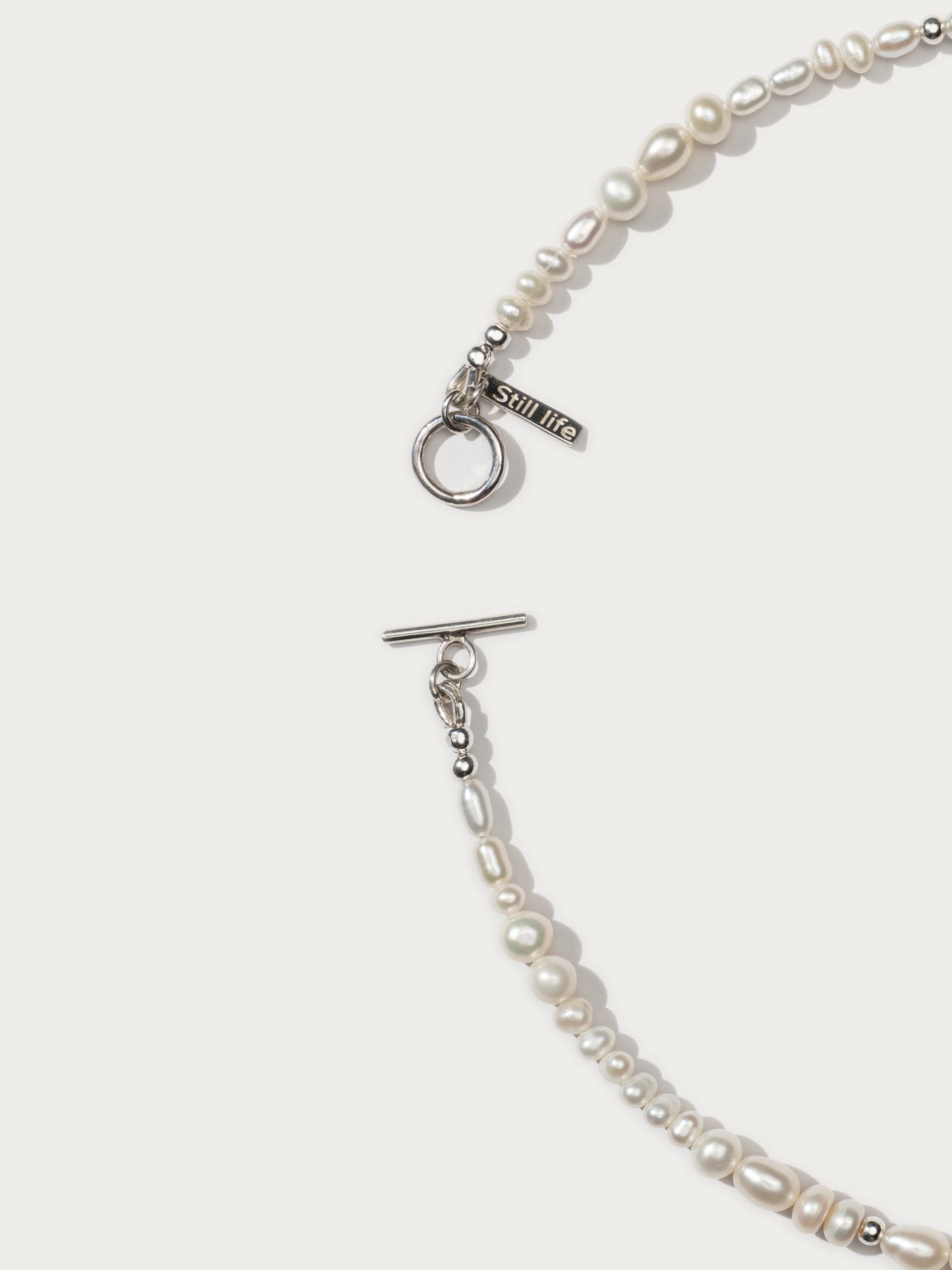 Freshwater Pearl Ligne Necklace - Silver