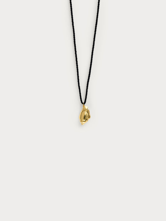 Gold Mini Atoll Shell Pendant -  Black