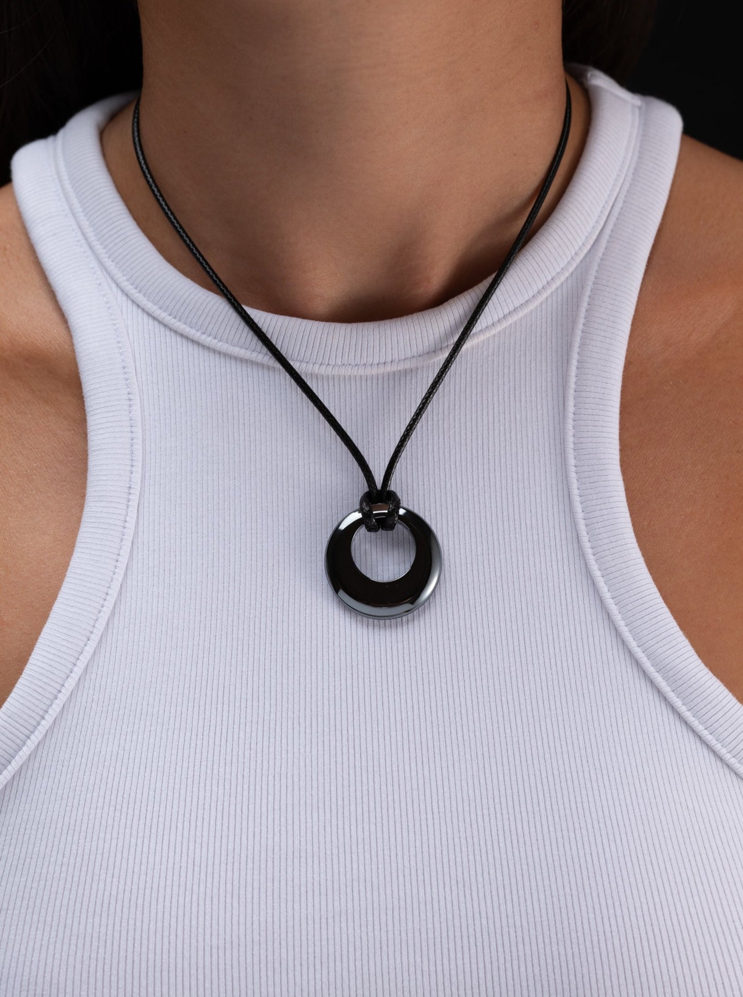 Hematite Pendant Necklace - Round