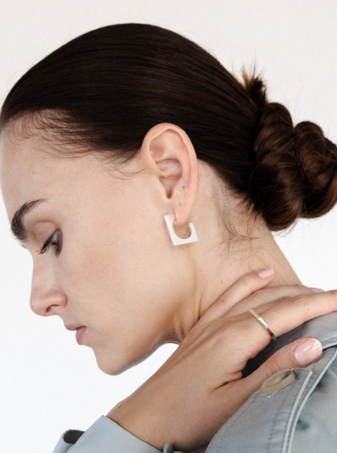 square silver hoops earrings