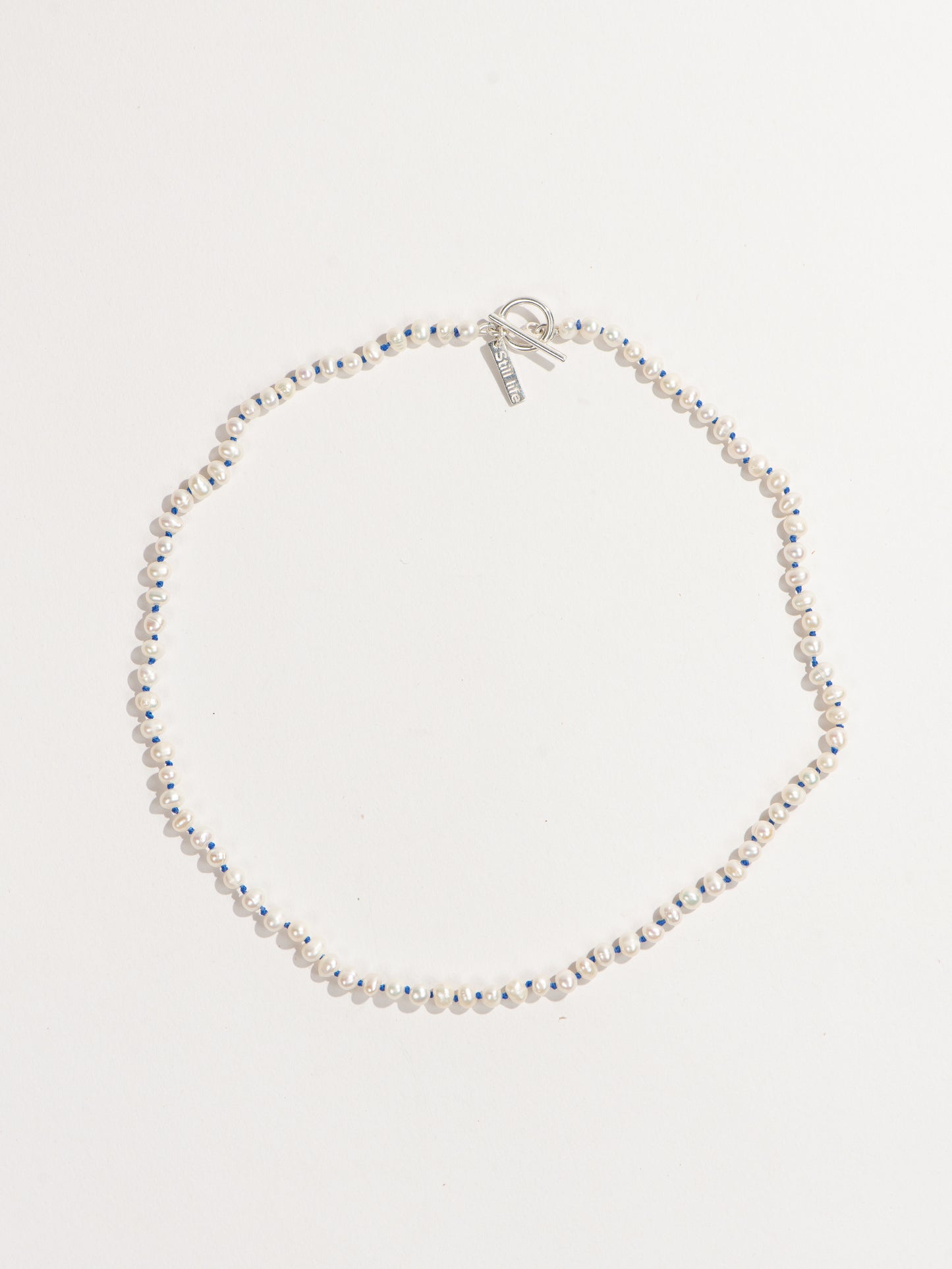 Knotted pearl necklace - Blue