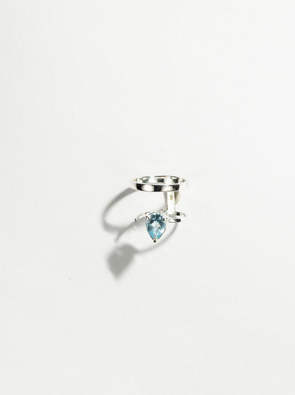 Invisible double ring with Blue topaz