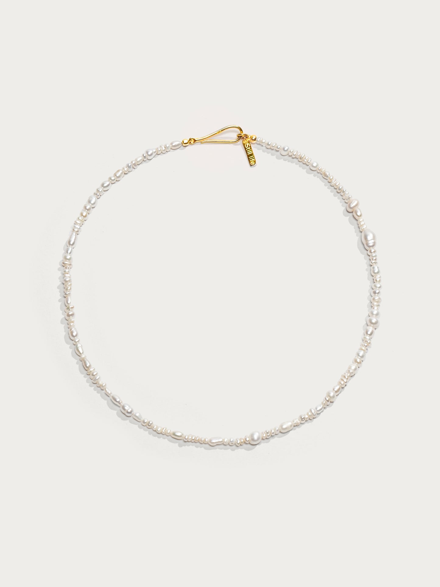 Freshwater Pearl Line Necklace - Gold Hook