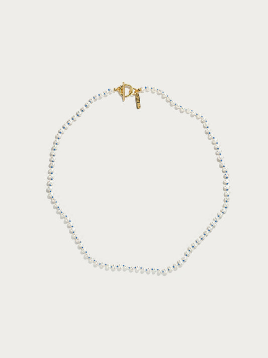 Knotted pearl necklace - Blue Gold