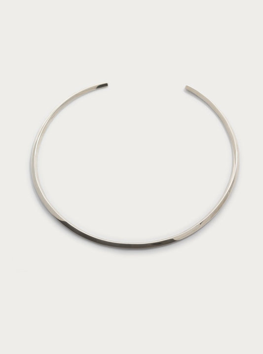 silver solid choker cuff necklace 