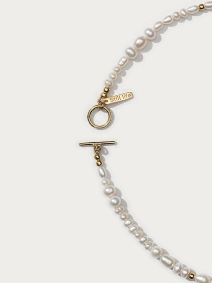 Freshwater Pearl Ligne Necklace - Gold