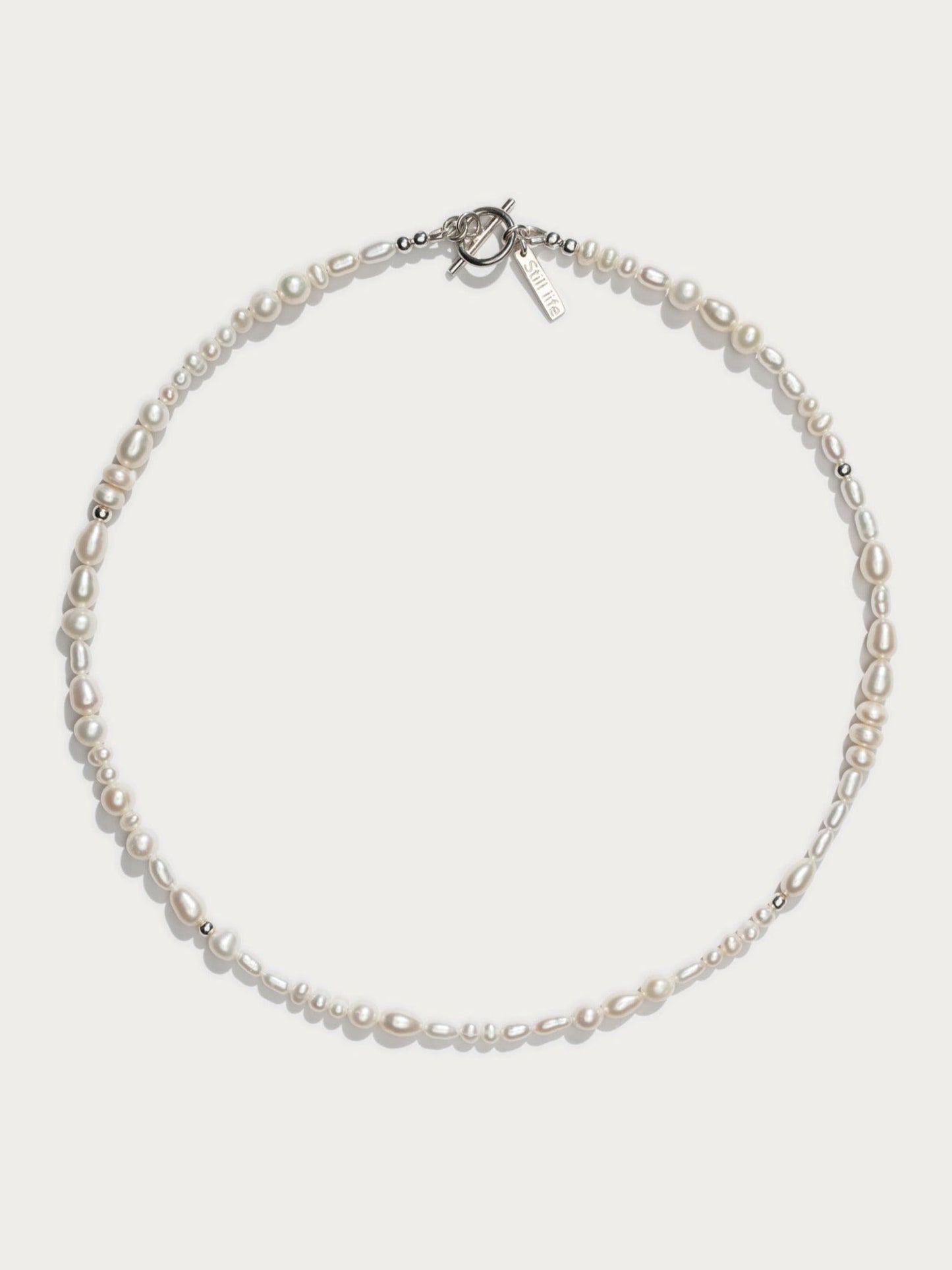 Freshwater Pearl Ligne Necklace - Silver