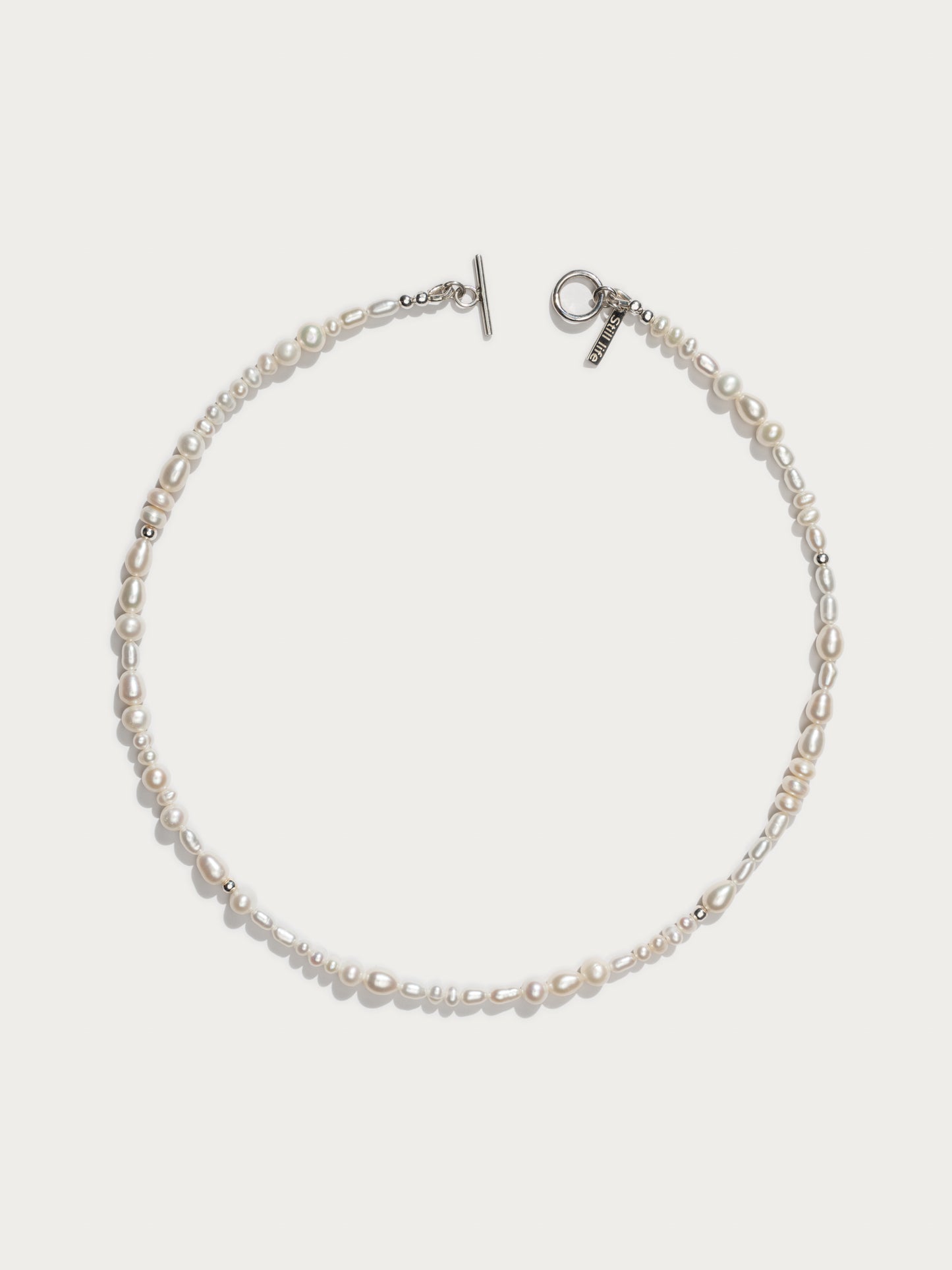 Freshwater Pearl Ligne Necklace - Silver