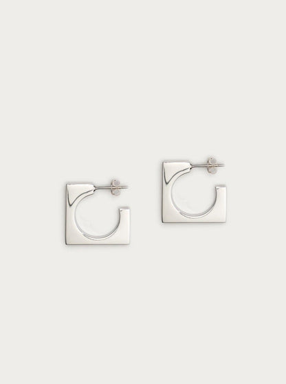 Square Circle earrings - silver earrings