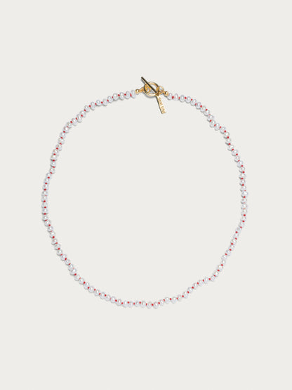 Knotted pearl necklace - Red Gold