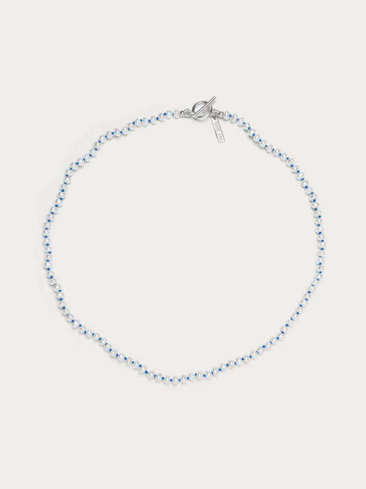 Knotted pearl necklace - Blue