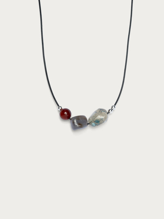 Agate Stone Necklace #4 White/Grey/Purple
