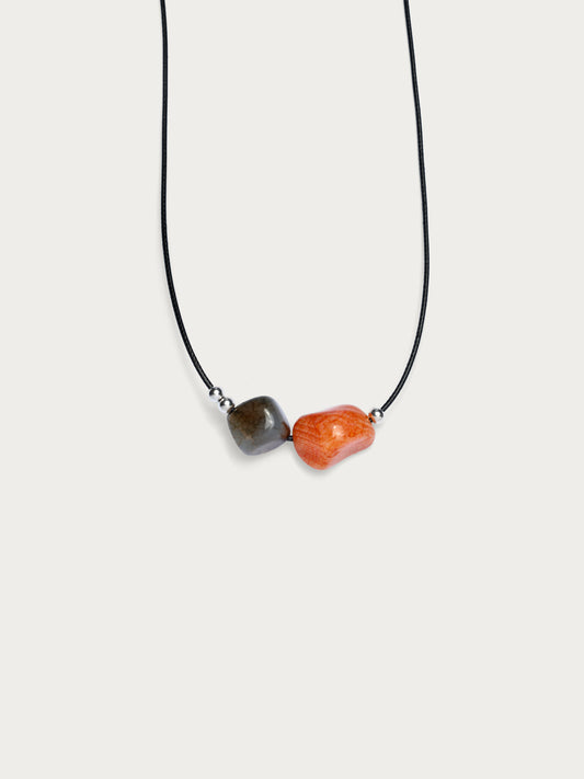 Agate Stone Necklace #5 Brown/Grey