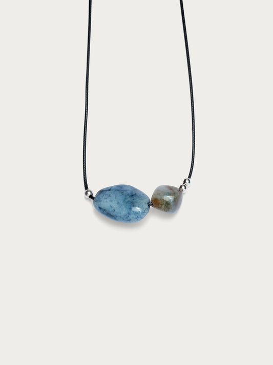 Agate Stone Necklace #2 Blue/ Grey