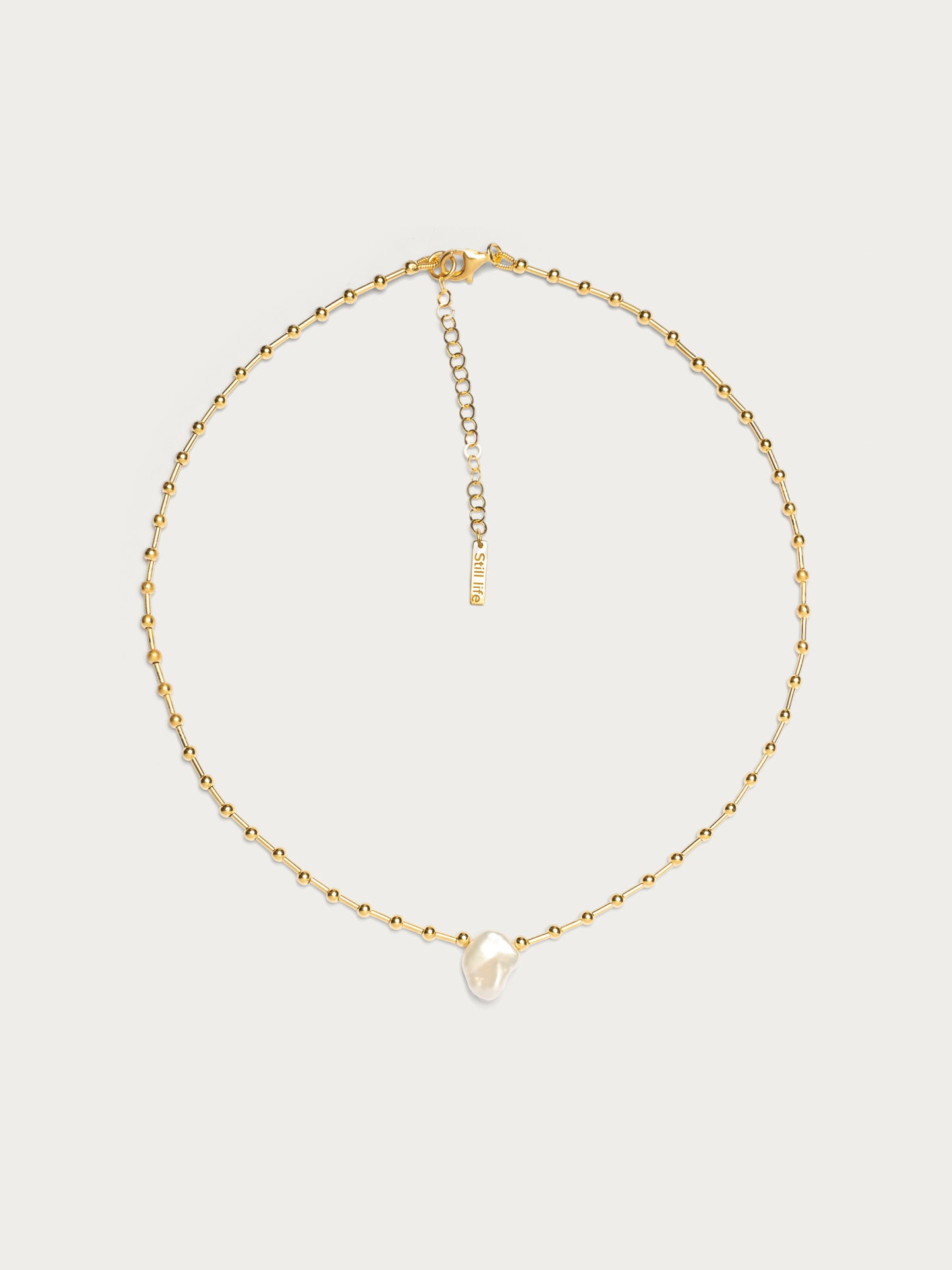 Single Keshi Pearl Ball Necklace - Gold