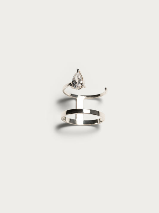 Invisible double ring with Blue topaz