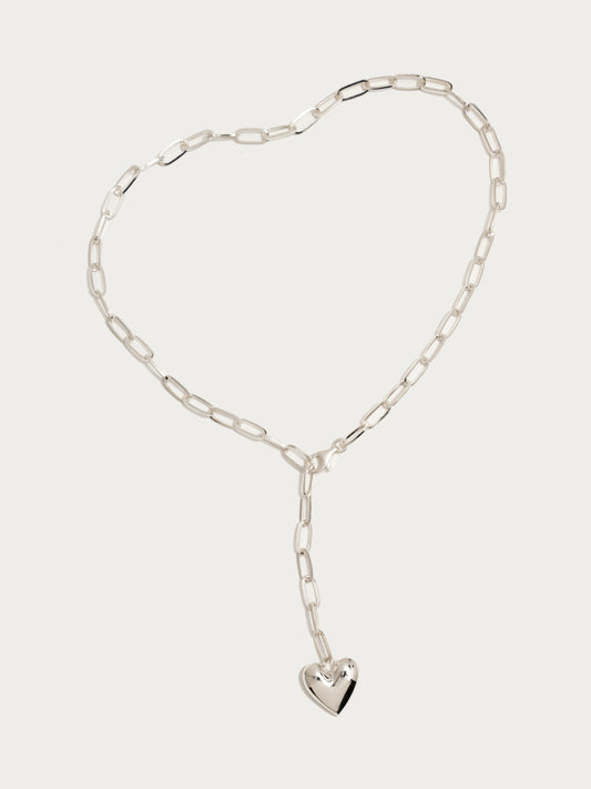 Heart Chain Necklace - Silver