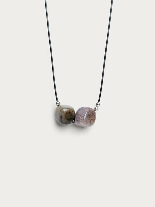 Agate Stone Necklace #3 Brown / Purple