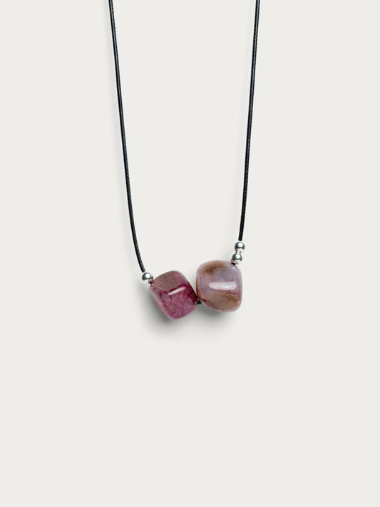 Agate Stone Necklace #1 Pink/Grey
