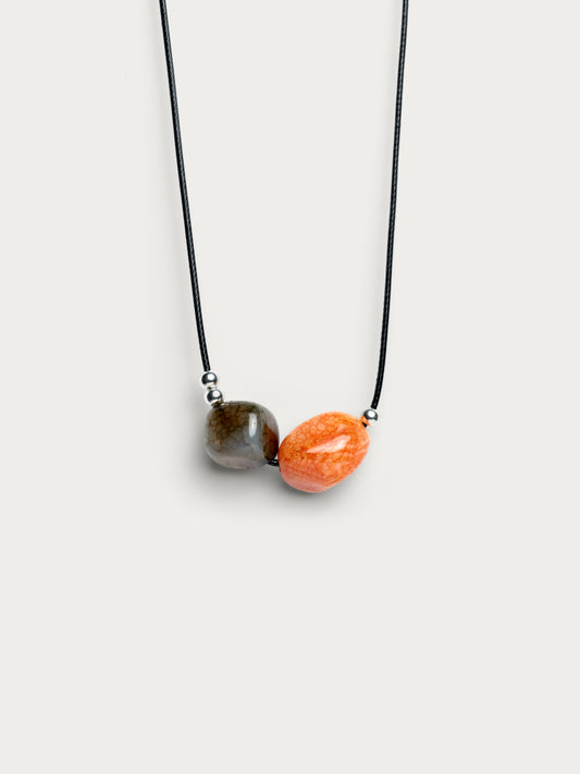 Agate Stone Necklace #6 Brown/Orange