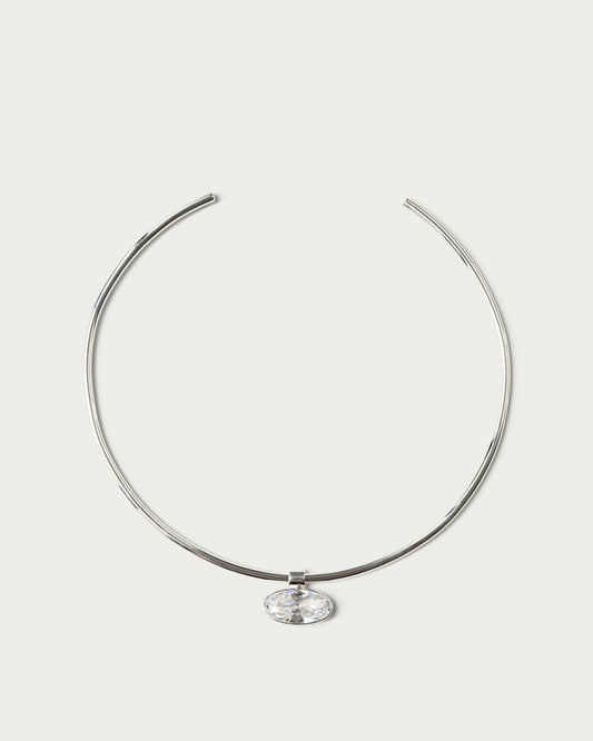 Solitaire Choker with Oval cut Zircon
