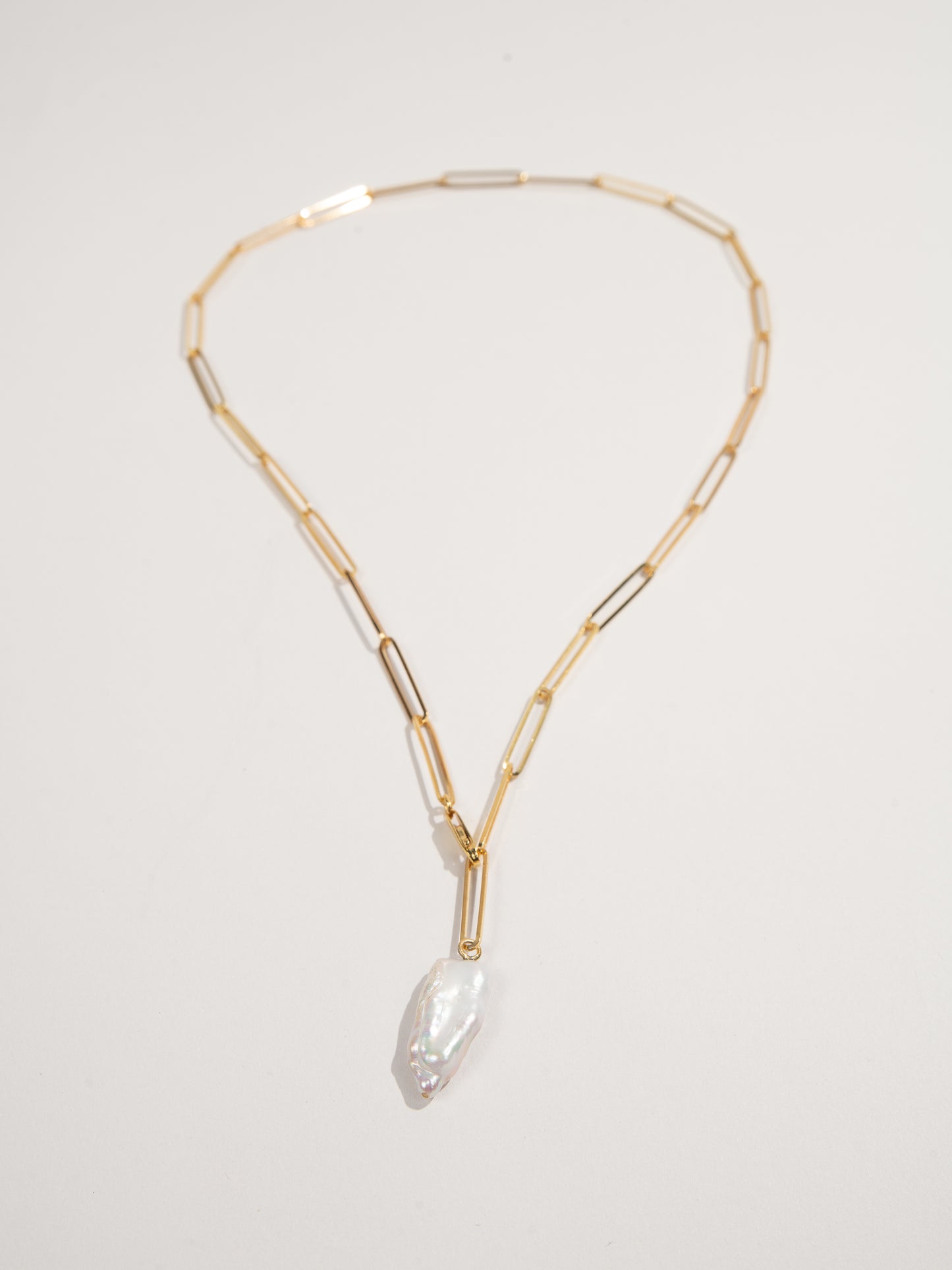 Gold Angle Necklace with Pearl