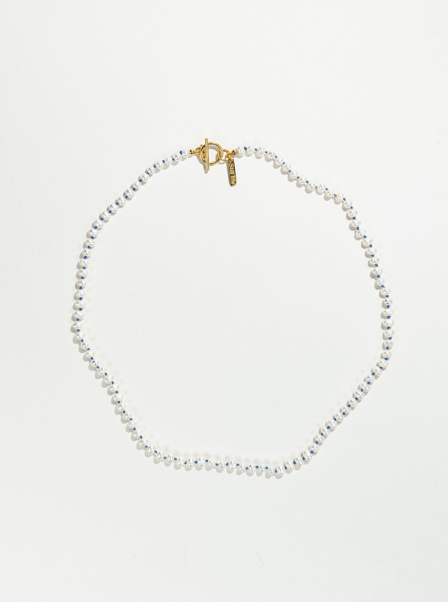 Knotted pearl necklace - Blue Gold