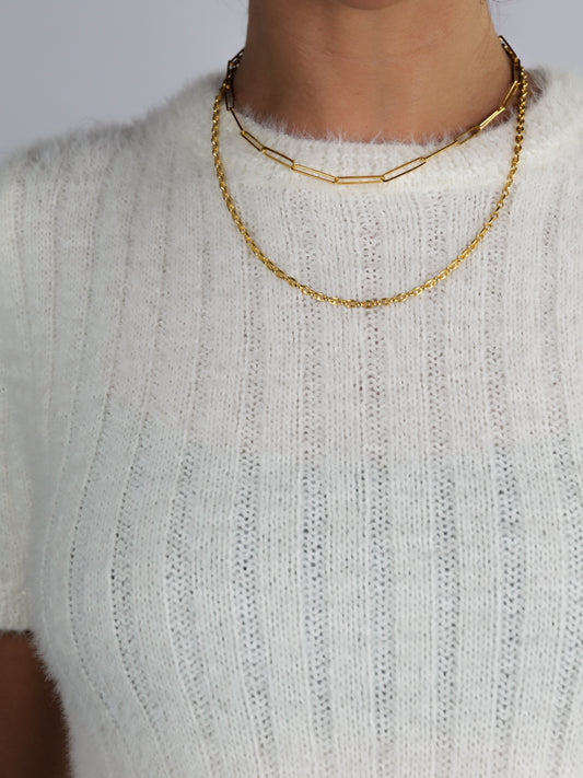 Gold paperclip necklace, retez na krk, retizek 